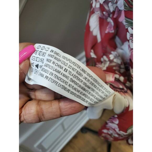 Forever21 Women's Red Polyester V-Neck Cold Shoulder Sleeve Knee Length Dress S - Picture 10 of 11